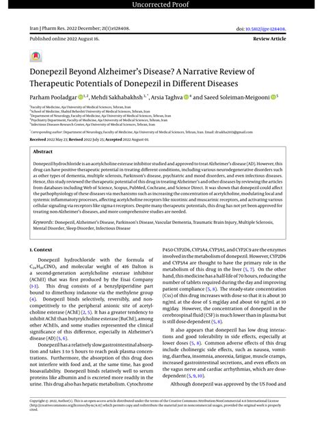donepezil  alzheimers disease  narrative review