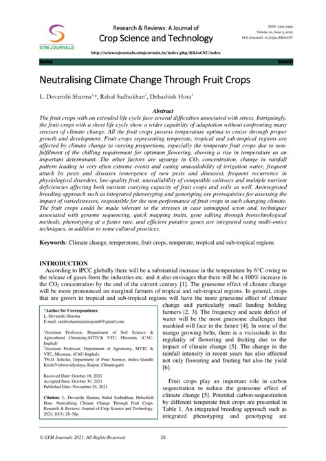 (PDF) Neutralising Climate Change Through Fruit Crops