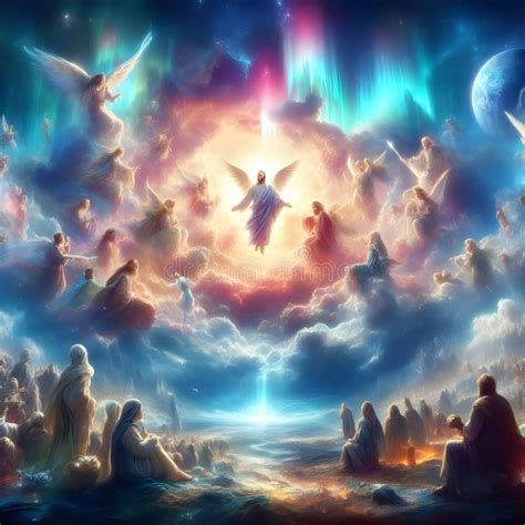 Painterly Image Of Revelation Rapture Of The Return Of Christ To Earth Stock Illustration