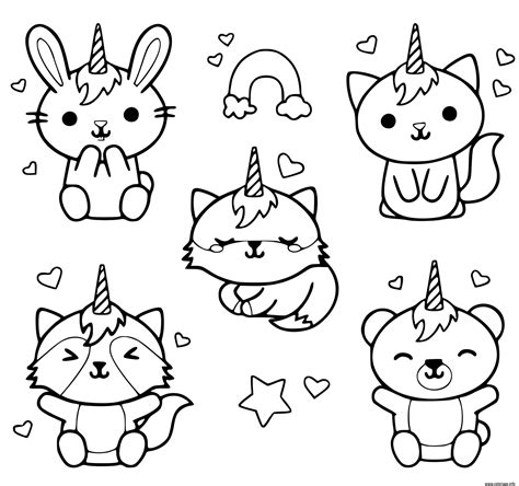 Coloriage Chat En Mo De Licorne Kawaii Chaton Imprimer Coloriage