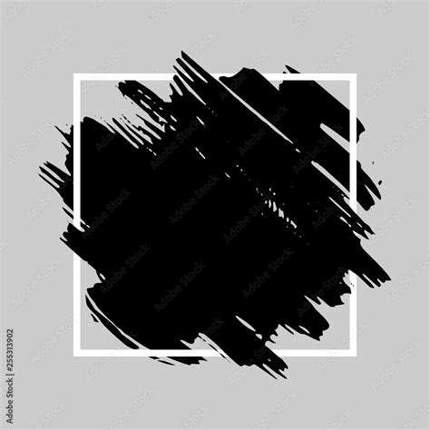 Black Brush Stroke Over Square Frame Abstract Grunge Background