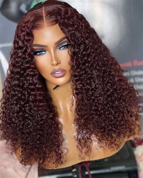 Hairstylist Works 5x5 Glueless Lace Closure Curly Human Hair Wigs 99j