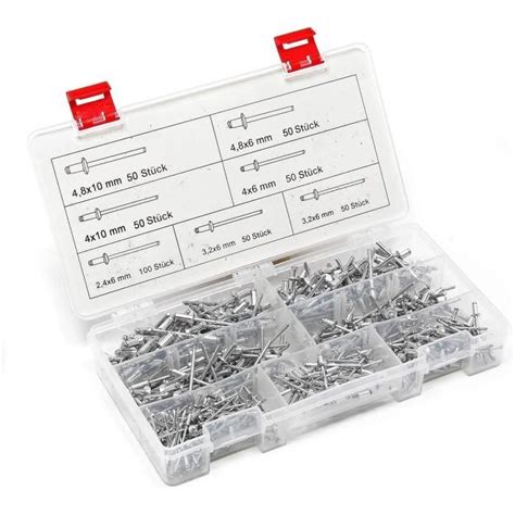 Assortiment De Rivets Aveugles En Alu 400 Pièces 6 Différentes Tailles