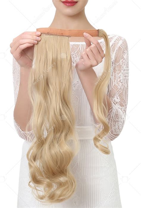 Cosplay Wig Hairpiece Blonde Medium Length Curly Ponytail Hair Extension Cosplay Top Quality
