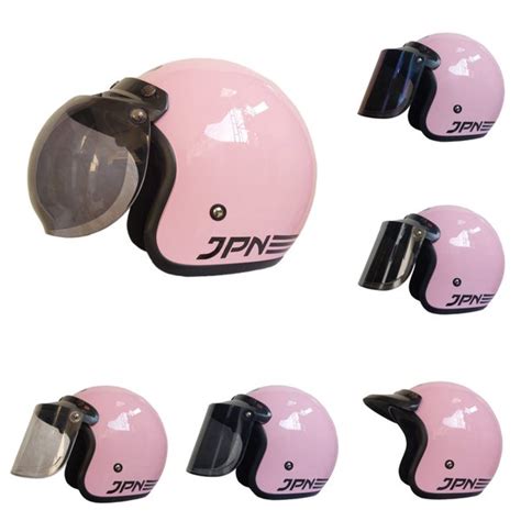 Jual Helm Bogo Retro Jpn Arc Pink Pastel Glossy Kaca Datar Cembung Di