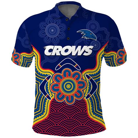 Adelaide Football Polo Shirt Crows Aboriginal Art - fegrin