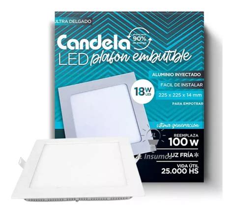 Pack Panel Led W Embutir Cuadrado Luz Fria Candela