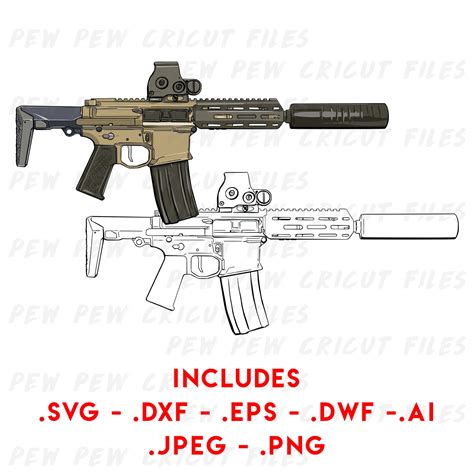 Ar15 Honey Badger Sbr Svg Gun Cricut Files Full Color Etsy