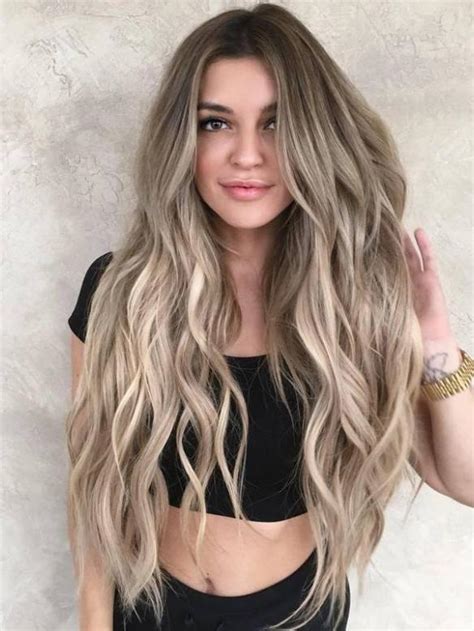 Ombré Blond Lange Wellige Echthaar Perücke HH171 Echthaar Perücken