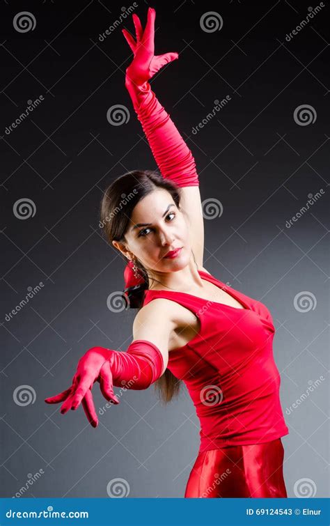 The Woman Dancing Dances In Red Dress Stock Image Image Of Dress