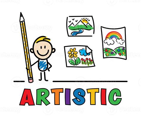 Stick Figure Boy With Pencil Making Art, Doodle Drawings, Artistic ...