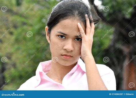 A Beautiful Filipina Girl Under Stress Stock Image Image Of