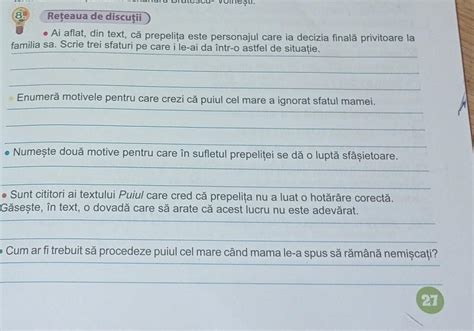 Rețeaua de discuţii Ai aflat din text că prepelița este personajul