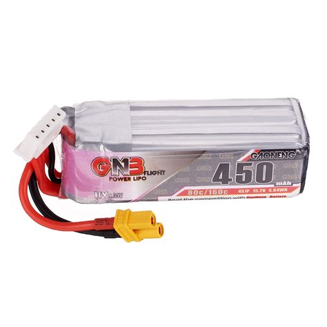 Gaoneng GNB 15.2V 450mAh 80C 4S HV 4.35V Lipo Battery XT30 Plug for FPV ...