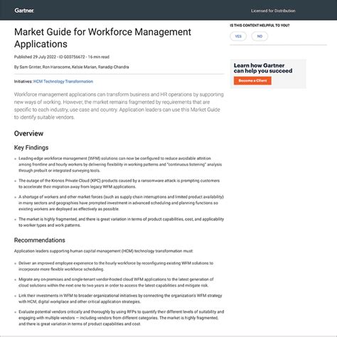 2022 Gartner® Market Guide For Workforce Management Applications