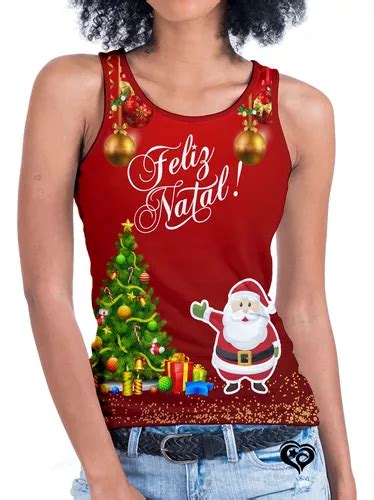 Regata Camiseta Feliz Natal Feminina Adulto Fantasia Noel E