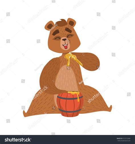 Girly Cartoon Brown Bear Character Eatin Stock Vector Royalty Free