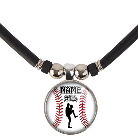 Customized Baseball Necklace With Name And Number Perfect For Baseball Players Baseball Moms