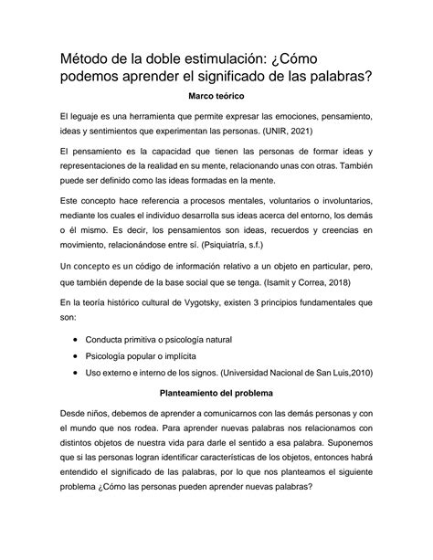 SOLUTION M Todo De La Doble Estimulaci N Reporte De Laboratorio De