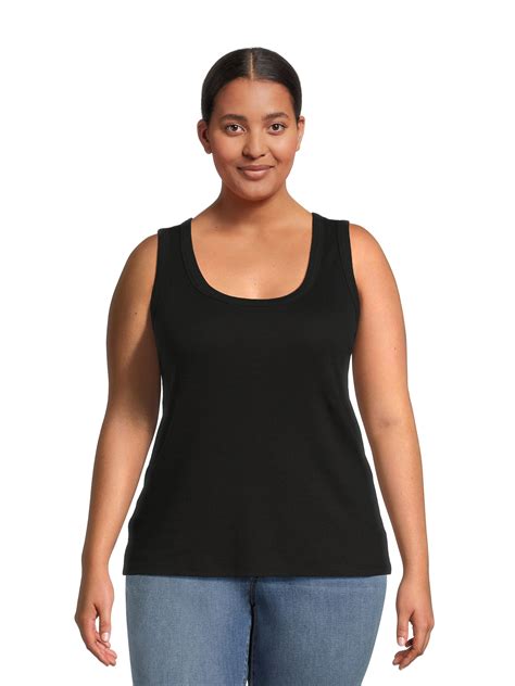 Terra And Sky Womens Plus Size Scoop Neck Ribbed Tank Top