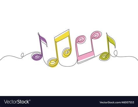 Single One Line Drawing Music Note Musical Symbol Vector Image