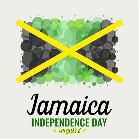 Jamaica Independence Day Lettering Waving Flag Vector Illustration On