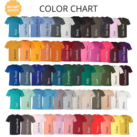 Bella Color Chart Bella Canvas Color Chart Solid And Heather