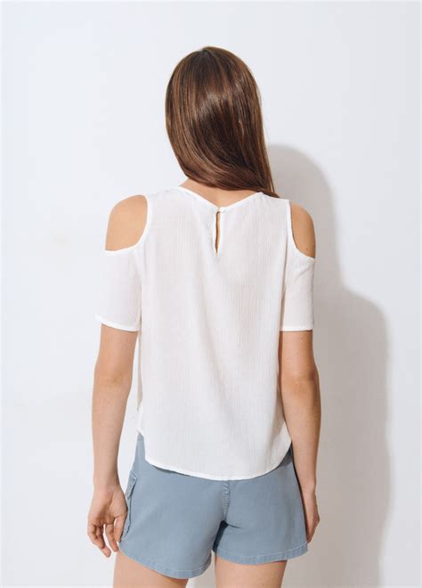 Cut Out Shoulder Blouse BROWNIE