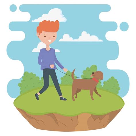 Free Vector Boy With Dog Cartoon