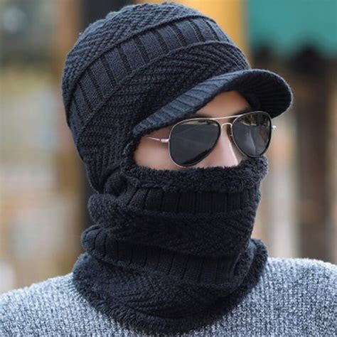 Gorro de invierno para hombre y mujer bufanda gorro de punto máscara