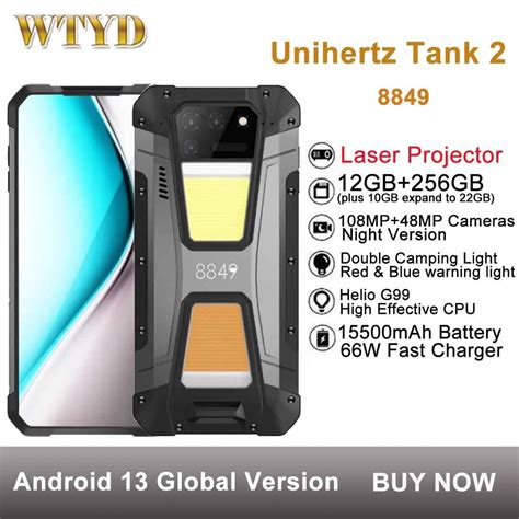 Unihertz Tank 2 Laser Projector Rugged Phone 12GB 256GB 108MP Camera