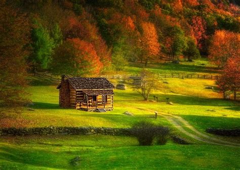 An Autum Morning Autum Forest House Way Field HD Wallpaper Peakpx