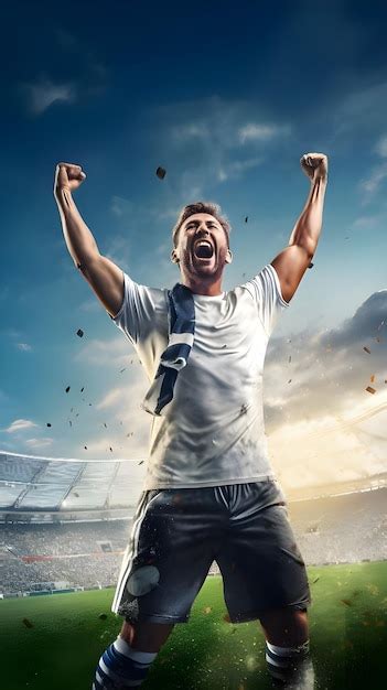 Premium Photo Soccer Player Celebrating Victory On The Field Grass Ai