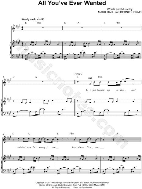 Casting Crowns All You Ve Ever Wanted Sheet Music In A Major