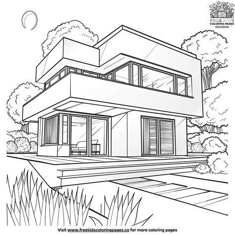 Stylish Modern House Coloring Pages