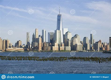 New York, NY / USA - 5/8/18: Skyline View of Lower Manhattan, with ...