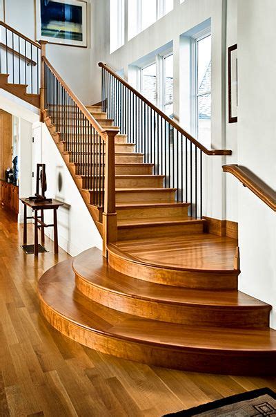 Rounded Landing Adds Custom Detail To Straight Stair Stairs Design