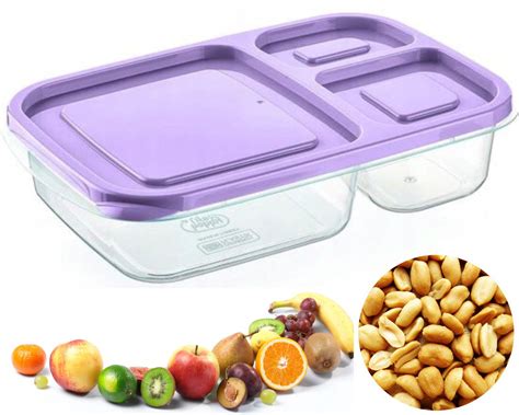 POJEMNIK NA ŻYWNOŚĆ DZIELONY NA 3 LUNCHBOX 1 15L Home garden Cena