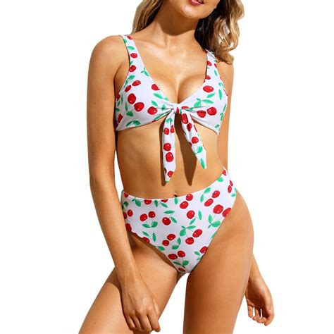 New Bow Tie Bikini Set Sexy Floral Swimwear Women Swimsuit High Waist