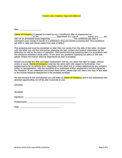 Sample Drug Test Letter In Word And Pdf Formats