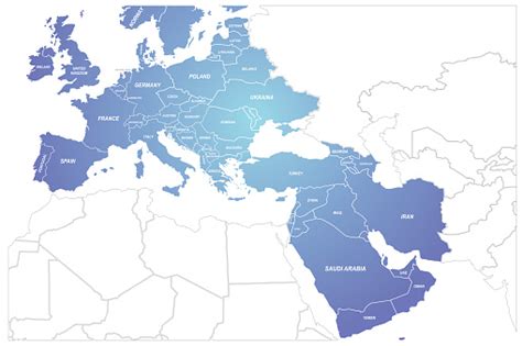 Europe And Middle East Countries Map Vector Map Of European Arab Stock Illustration - Download ...