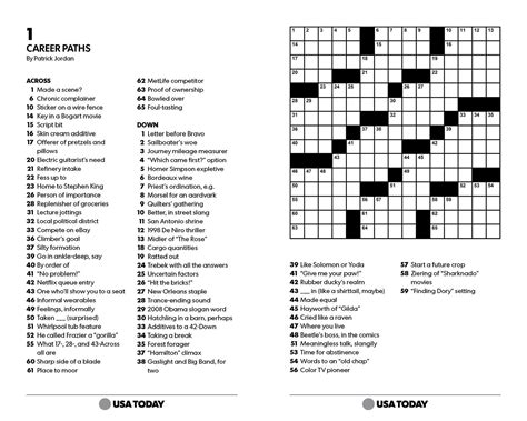 Answers Usa Today Puzzles Crossword Printable Today Puzzles