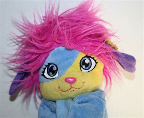 Popples Plush Stuffed Animal Lulu 8 Soft Toy Pink Hair Tail Blue