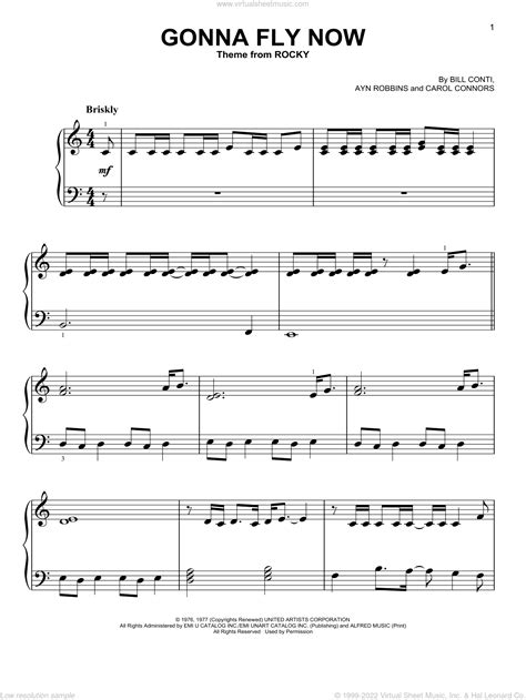 Gonna Fly Now Theme From Rocky Beginner Sheet Music For Piano Solo