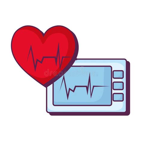 Heart Cardiology with Ekg Machine Stock Illustration - Illustration of ...