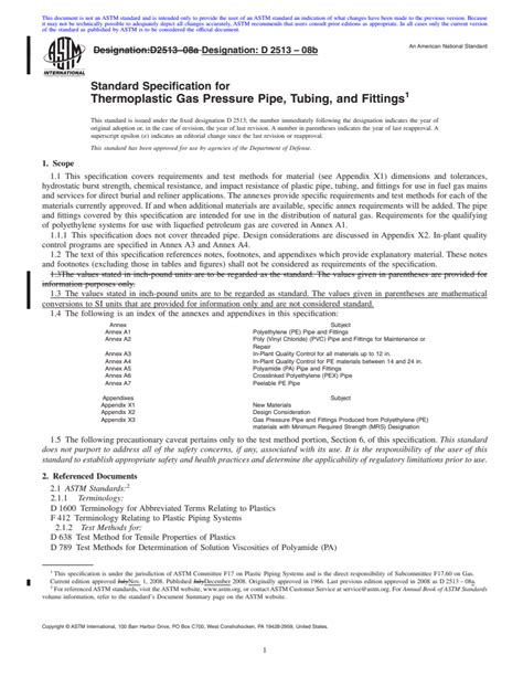 ASTM D2513 08b Standard Specification For Thermoplastic Gas Pressure