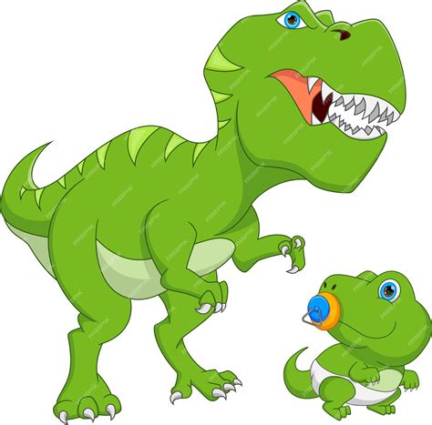 Premium Vector Cute Mother And Baby Dinosaur Cartoon