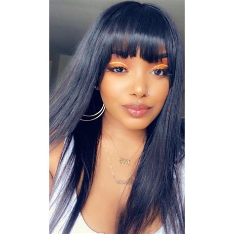 Black women Chinese bangs wig. | Wigs, Natural hair styles, Chinese bangs