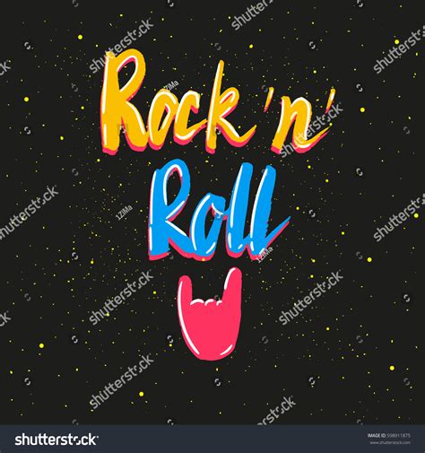 Rock N Roll Lettering Hand Drawn Stock Vector Royalty Free 598911875