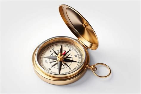 Gold Compass Isolated On White Background Premium Ai Generated Image